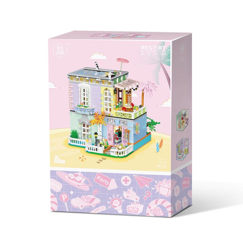 WEIGHT 2079 non  BẠCH HOA TIỂU TRÚC bộ đồ chơi xếp lắp ráp ghép mô hình Modular Buildings MOONLIGHT Mô Hình Nhà Cửa 2527 khối