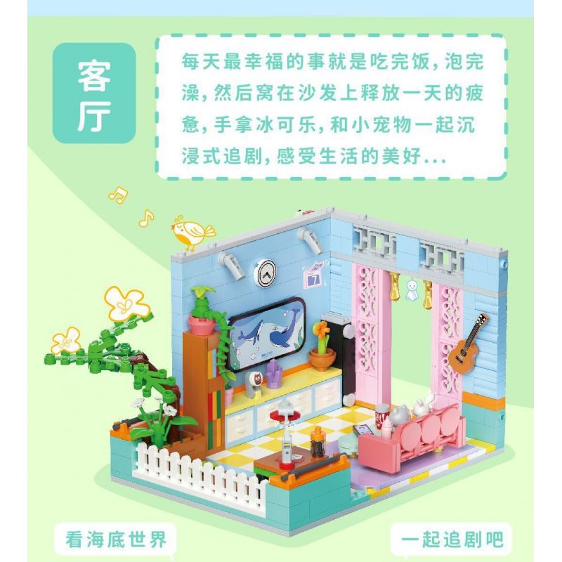 WEIGHT 2079 non  BẠCH HOA TIỂU TRÚC bộ đồ chơi xếp lắp ráp ghép mô hình Modular Buildings MOONLIGHT Mô Hình Nhà Cửa 2527 khối