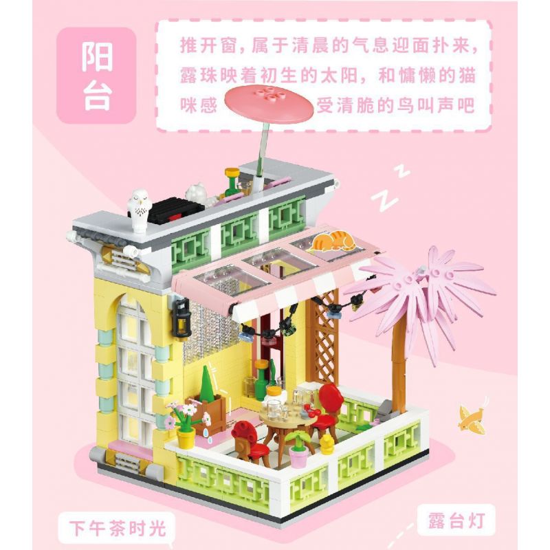 WEIGHT 2079 non  BẠCH HOA TIỂU TRÚC bộ đồ chơi xếp lắp ráp ghép mô hình Modular Buildings MOONLIGHT Mô Hình Nhà Cửa 2527 khối