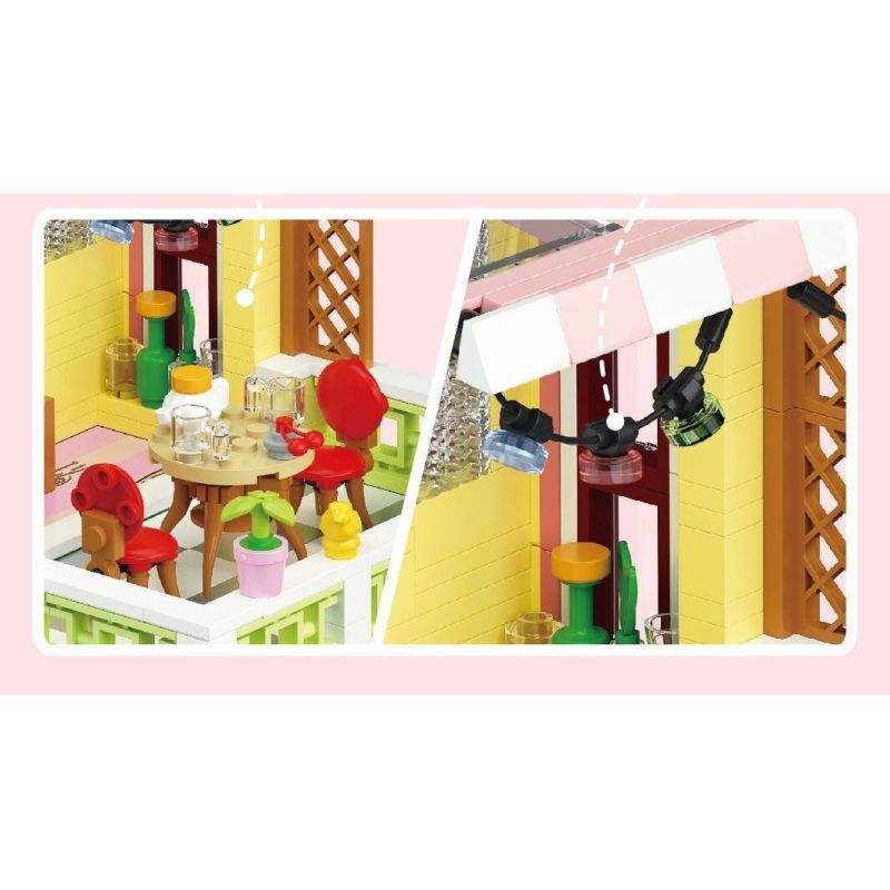 WEIGHT 2079 non  BẠCH HOA TIỂU TRÚC bộ đồ chơi xếp lắp ráp ghép mô hình Modular Buildings MOONLIGHT Mô Hình Nhà Cửa 2527 khối