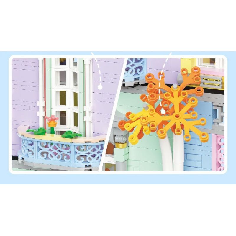 WEIGHT 2079 non  BẠCH HOA TIỂU TRÚC bộ đồ chơi xếp lắp ráp ghép mô hình Modular Buildings MOONLIGHT Mô Hình Nhà Cửa 2527 khối