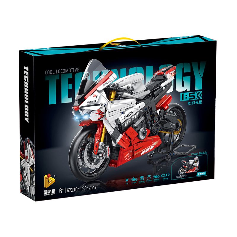 PanlosBrick 672104 Panlos Brick 672104 non  YAMAHA R1 tỷ lệ 1:5 bộ đồ chơi xếp lắp ráp ghép mô hình  Kỹ Thuật Công Nghệ Cao Mô Hình Phương Tiện 2333 khối