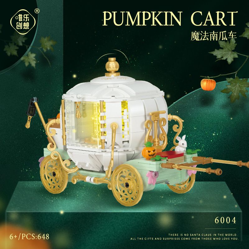 WEIGHT 6004 non  GIỎ BÍ NGÔ MA THUẬT bộ đồ chơi xếp lắp ráp ghép mô hình Girl PUMPKIN CART Con Gái 648 khối