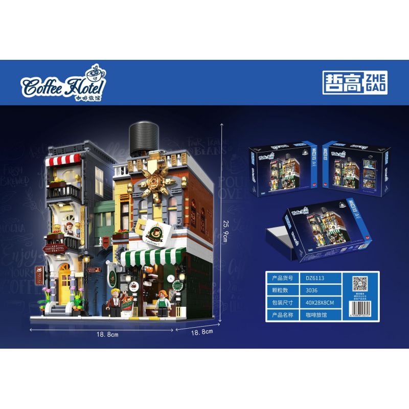 ZHEGAO DZ6113 6113 non  KHÁCH SẠN CÀ PHÊ bộ đồ chơi xếp lắp ráp ghép mô hình Modular Buildings COFFEE HOTEL Mô Hình Nhà Cửa 3036 khối ZHEGAO DZ6113 6113 non  KHÁCH SẠN CÀ PHÊ bộ đồ chơi xếp lắp ráp ghép mô hình Modular Buildings COFFEE HOTEL Mô Hình Nhà Cửa 3036 khối