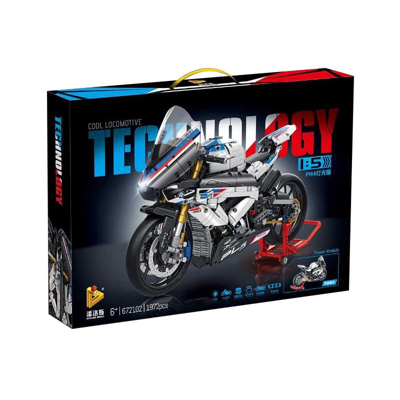 PanlosBrick 672102 Panlos Brick 672102 non  MÔ TÔ ĐUA BMW HP4 tỷ lệ 1:5 bộ đồ chơi xếp lắp ráp ghép mô hình  Kỹ Thuật Công Nghệ Cao Mô Hình Phương Tiện 1972 khối