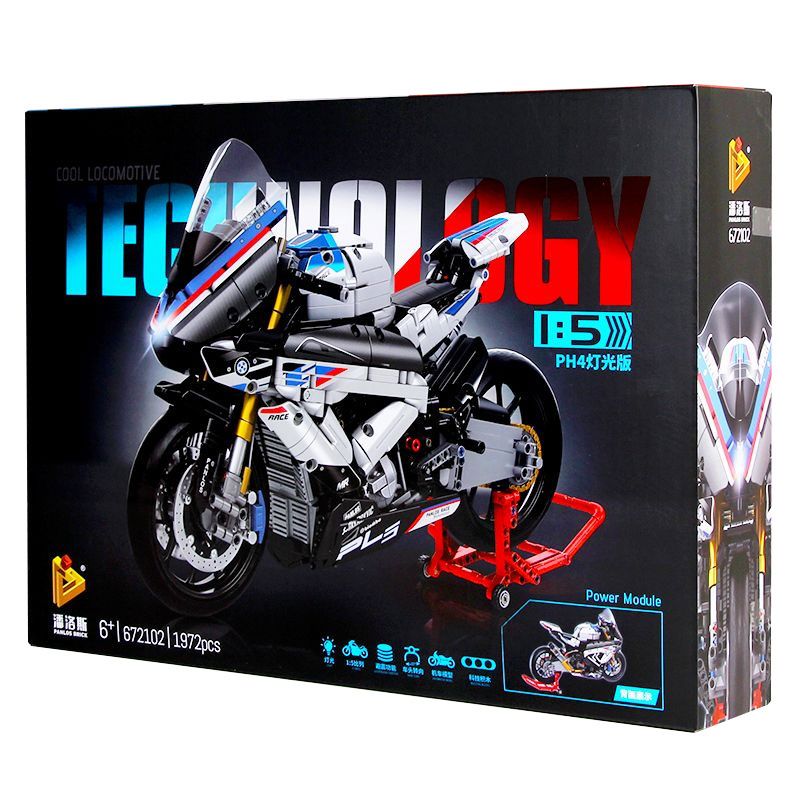 PanlosBrick 672102 Panlos Brick 672102 non  MÔ TÔ ĐUA BMW HP4 tỷ lệ 1:5 bộ đồ chơi xếp lắp ráp ghép mô hình  Kỹ Thuật Công Nghệ Cao Mô Hình Phương Tiện 1972 khối