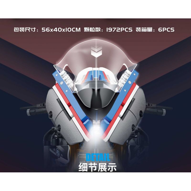 PanlosBrick 672102 Panlos Brick 672102 non  MÔ TÔ ĐUA BMW HP4 tỷ lệ 1:5 bộ đồ chơi xếp lắp ráp ghép mô hình  Kỹ Thuật Công Nghệ Cao Mô Hình Phương Tiện 1972 khối