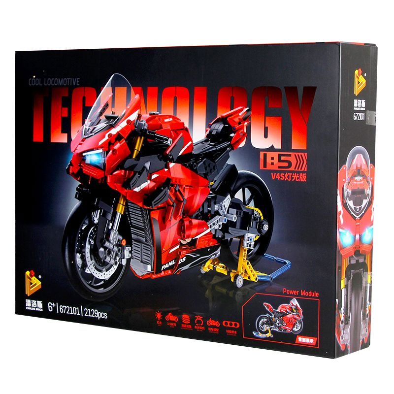 PanlosBrick 672101 Panlos Brick 672101 non  DUCATI V4S tỷ lệ 1:5 bộ đồ chơi xếp lắp ráp ghép mô hình  Kỹ Thuật Công Nghệ Cao Mô Hình Phương Tiện 2098 khối