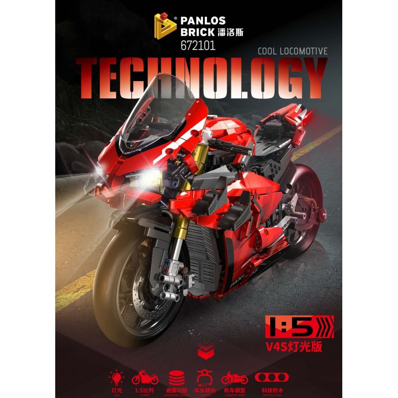 PanlosBrick 672101 Panlos Brick 672101 non  DUCATI V4S tỷ lệ 1:5 bộ đồ chơi xếp lắp ráp ghép mô hình  Kỹ Thuật Công Nghệ Cao Mô Hình Phương Tiện 2098 khối