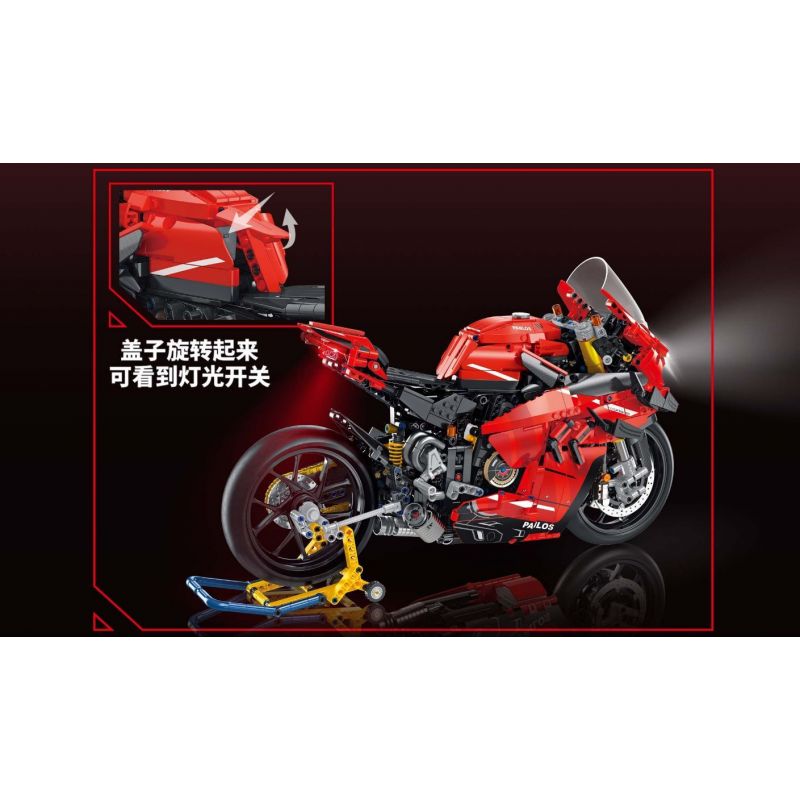 PanlosBrick 672101 Panlos Brick 672101 non  DUCATI V4S tỷ lệ 1:5 bộ đồ chơi xếp lắp ráp ghép mô hình  Kỹ Thuật Công Nghệ Cao Mô Hình Phương Tiện 2098 khối