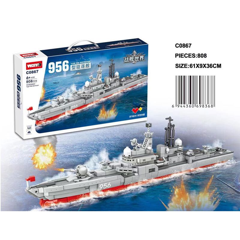 WOMA C0867 0867 non Lego TÀU KHU TRỤC LOẠI 956 bộ đồ chơi xếp lắp ráp ghép mô hình Battle Ship TYPE 956 DESTROYER Tàu Chiến 808 khối