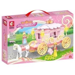 SEMBO 1816 non  CỖ XE DIỄU HÀNH LÃNG MẠN bộ đồ chơi xếp lắp ráp ghép mô hình FAIRY TALE LAND 342 khối