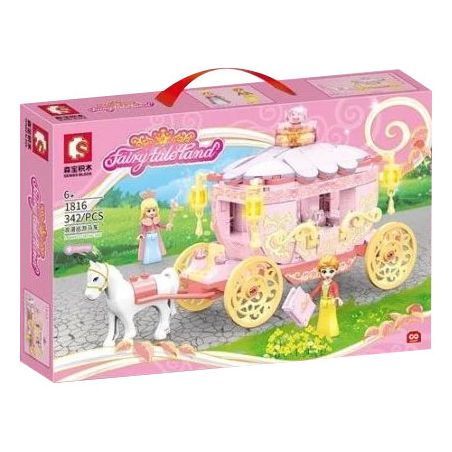 SEMBO 1816 non  CỖ XE DIỄU HÀNH LÃNG MẠN bộ đồ chơi xếp lắp ráp ghép mô hình FAIRY TALE LAND 342 khối