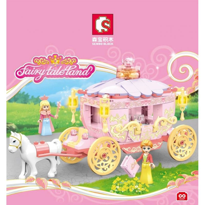 SEMBO 1816 non  CỖ XE DIỄU HÀNH LÃNG MẠN bộ đồ chơi xếp lắp ráp ghép mô hình FAIRY TALE LAND 342 khối