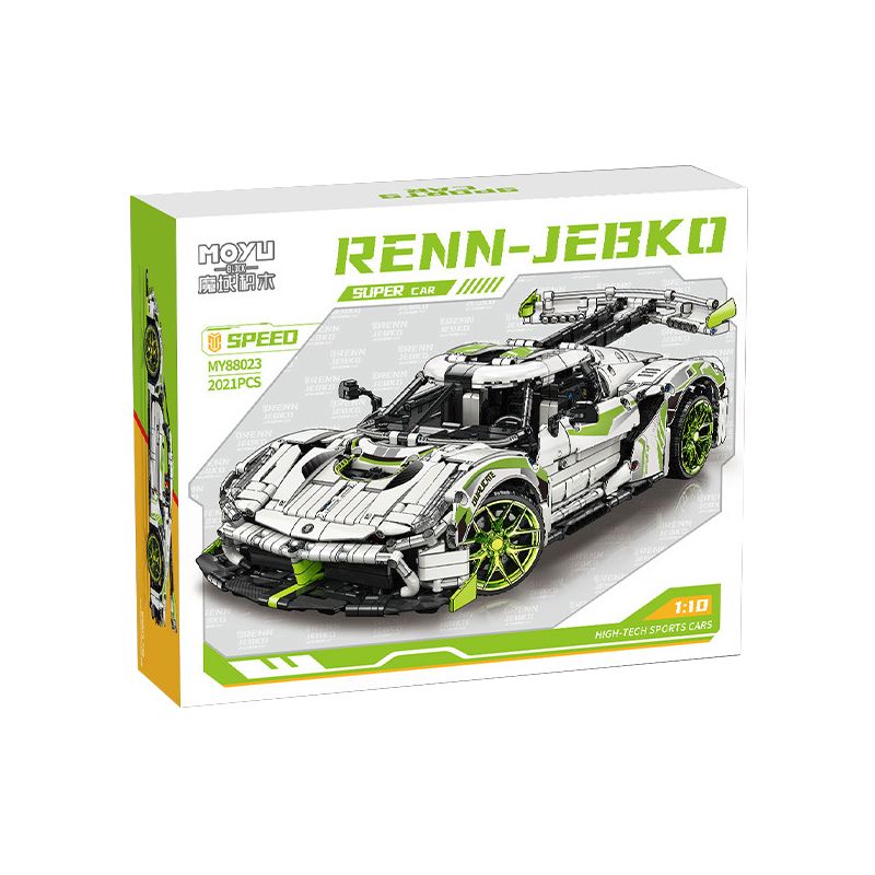 MOYU BLOCK MY88023 88023 non  SIÊU XE MÀU TRẮNG ĐUA NHỰA ĐƯỜNG tỷ lệ 1:10 bộ đồ chơi xếp lắp ráp ghép mô hình RENN-JEBKO 2021 khối