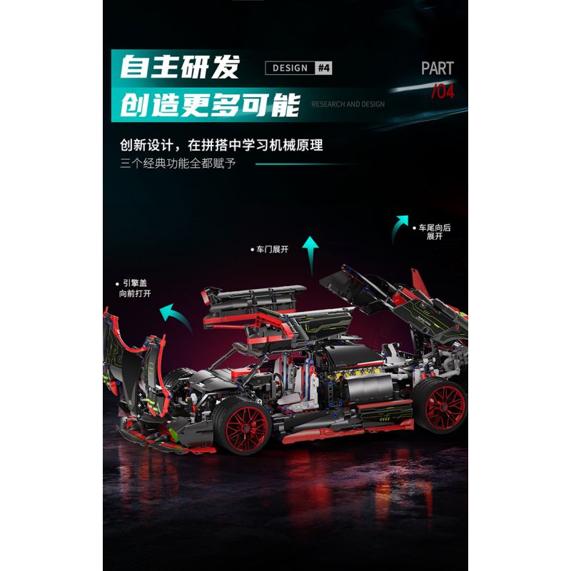 MOYU BLOCK MY88022 88022 non  SIÊU XE NHỰA ĐƯỜNG tỷ lệ 1:8 bộ đồ chơi xếp lắp ráp ghép mô hình PAGANI HUAYRA IMOLA 3333 khối