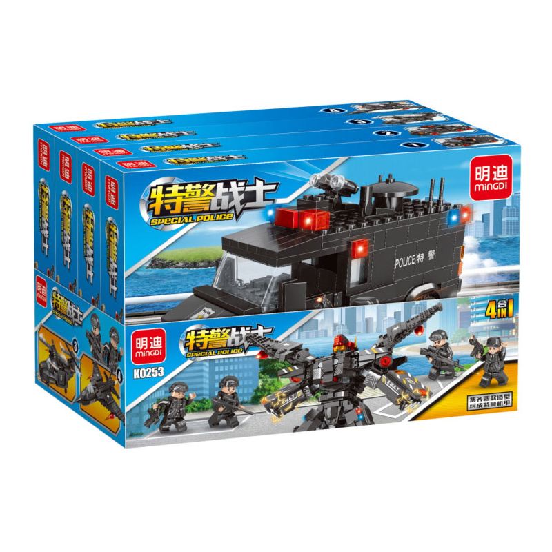 MINGDI K0253 0253 non Lego KẾT HỢP SWAT MECH 4 bộ đồ chơi xếp lắp ráp ghép mô hình 1109 khối