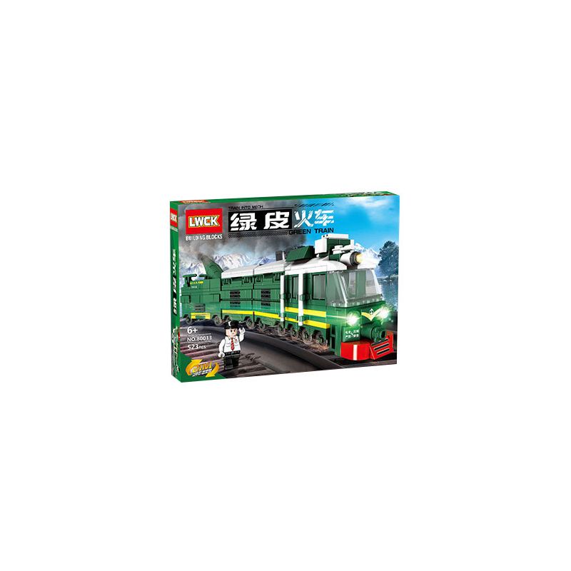 LWCK 80013 non  TÀU DA XANH bộ đồ chơi xếp lắp ráp ghép mô hình Creator GREEN TRAIN Sáng Tạo 523 khối