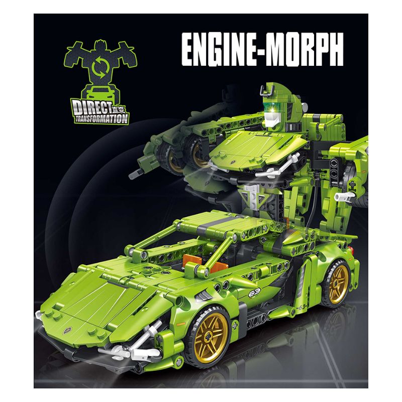 FORANGE FC9114 9114 non  MÀU XANH LÁ CÂY LÙI XE THẲNG bộ đồ chơi xếp lắp ráp ghép mô hình  ENGINE MORPH Kỹ Thuật Công Nghệ Cao Mô Hình Phương Tiện 721 khối