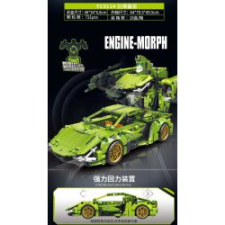 FORANGE FC9114 9114 non  MÀU XANH LÁ CÂY LÙI XE THẲNG bộ đồ chơi xếp lắp ráp ghép mô hình  ENGINE MORPH Kỹ Thuật Công Nghệ Cao Mô Hình Phương Tiện 721 khối