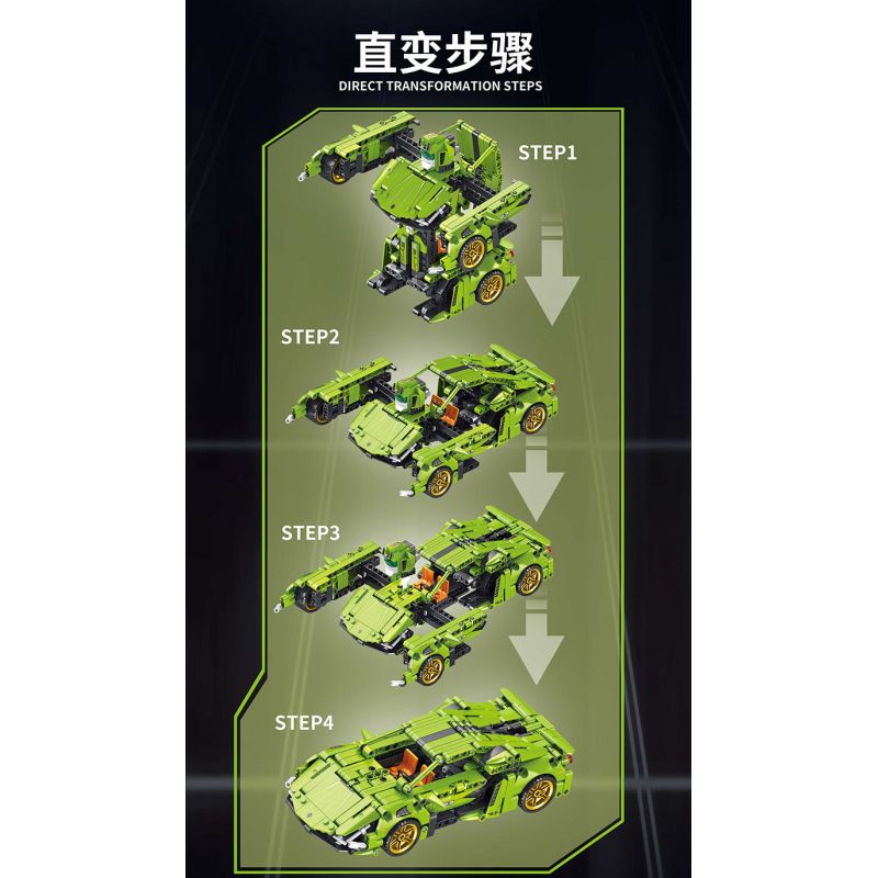 FORANGE FC9114 9114 non  MÀU XANH LÁ CÂY LÙI XE THẲNG bộ đồ chơi xếp lắp ráp ghép mô hình  ENGINE MORPH Kỹ Thuật Công Nghệ Cao Mô Hình Phương Tiện 721 khối