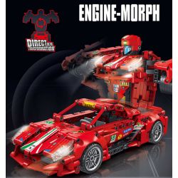 FORANGE FC9113 9113 non  MÀU ĐỎ LÙI XE THẲNG bộ đồ chơi xếp lắp ráp ghép mô hình  ENGINE MORPH Kỹ Thuật Công Nghệ Cao Mô Hình Phương Tiện 696 khối