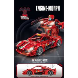 FORANGE FC9113 9113 non  MÀU ĐỎ LÙI XE THẲNG bộ đồ chơi xếp lắp ráp ghép mô hình  ENGINE MORPH Kỹ Thuật Công Nghệ Cao Mô Hình Phương Tiện 696 khối