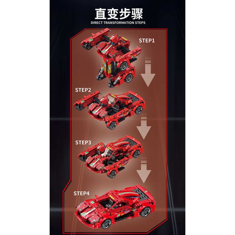 FORANGE FC9113 9113 non  MÀU ĐỎ LÙI XE THẲNG bộ đồ chơi xếp lắp ráp ghép mô hình  ENGINE MORPH Kỹ Thuật Công Nghệ Cao Mô Hình Phương Tiện 696 khối