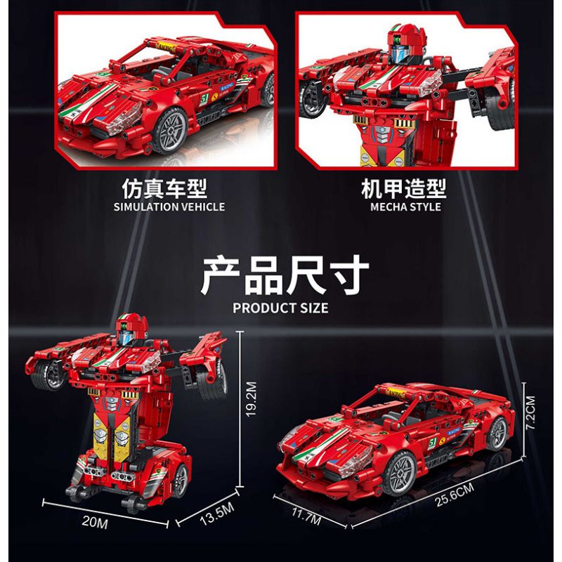 FORANGE FC9113 9113 non  MÀU ĐỎ LÙI XE THẲNG bộ đồ chơi xếp lắp ráp ghép mô hình  ENGINE MORPH Kỹ Thuật Công Nghệ Cao Mô Hình Phương Tiện 696 khối