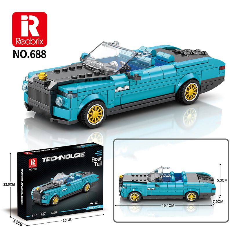 REOBRIX 688 non  ĐUÔI THUYỀN ROLLS ROYCE bộ đồ chơi xếp lắp ráp ghép mô hình Speed Champions Racing Cars ROLLS-ROYCE BOAT TAIL Đua Xe Công Thức 417 khối