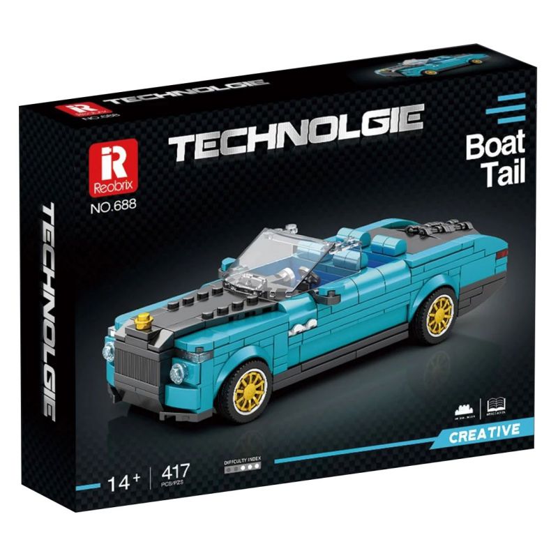 REOBRIX 688 non  ĐUÔI THUYỀN ROLLS ROYCE bộ đồ chơi xếp lắp ráp ghép mô hình Speed Champions Racing Cars ROLLS-ROYCE BOAT TAIL Đua Xe Công Thức 417 khối