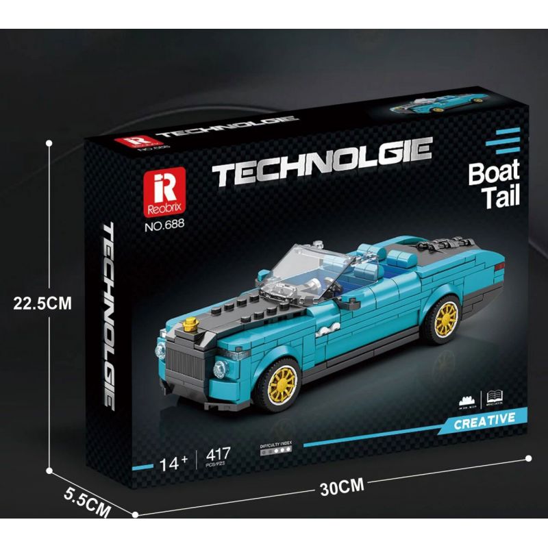 REOBRIX 688 non  ĐUÔI THUYỀN ROLLS ROYCE bộ đồ chơi xếp lắp ráp ghép mô hình Speed Champions Racing Cars ROLLS-ROYCE BOAT TAIL Đua Xe Công Thức 417 khối