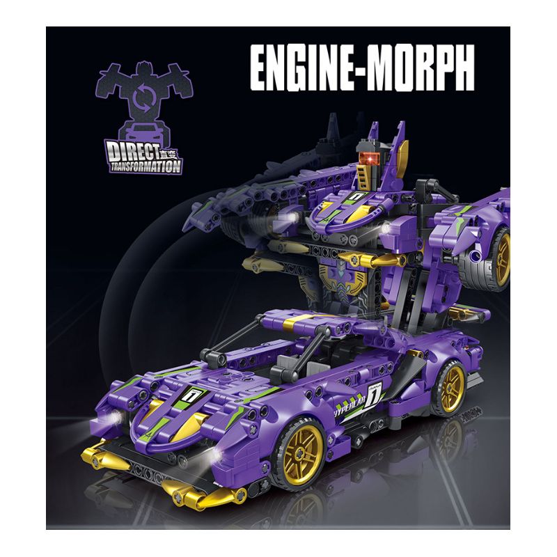 FORANGE FC9111 9111 non  TÍM LÙI XE THẲNG bộ đồ chơi xếp lắp ráp ghép mô hình  ENGINE MORPH Kỹ Thuật Công Nghệ Cao Mô Hình Phương Tiện 714 khối