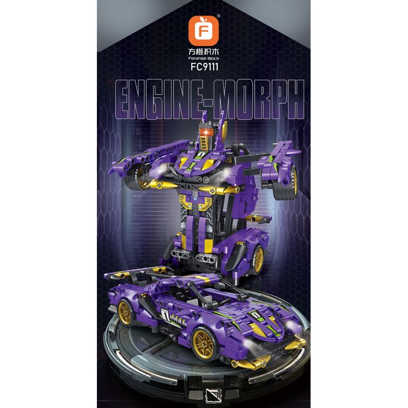FORANGE FC9111 9111 non  TÍM LÙI XE THẲNG bộ đồ chơi xếp lắp ráp ghép mô hình  ENGINE MORPH Kỹ Thuật Công Nghệ Cao Mô Hình Phương Tiện 714 khối