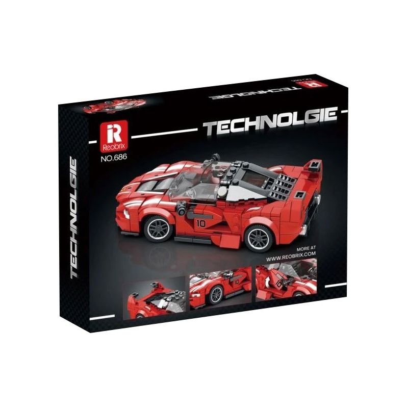 REOBRIX 686 non  FERRARI FXX-K V2 bộ đồ chơi xếp lắp ráp ghép mô hình  Kỹ Thuật Công Nghệ Cao Mô Hình Phương Tiện 392 khối