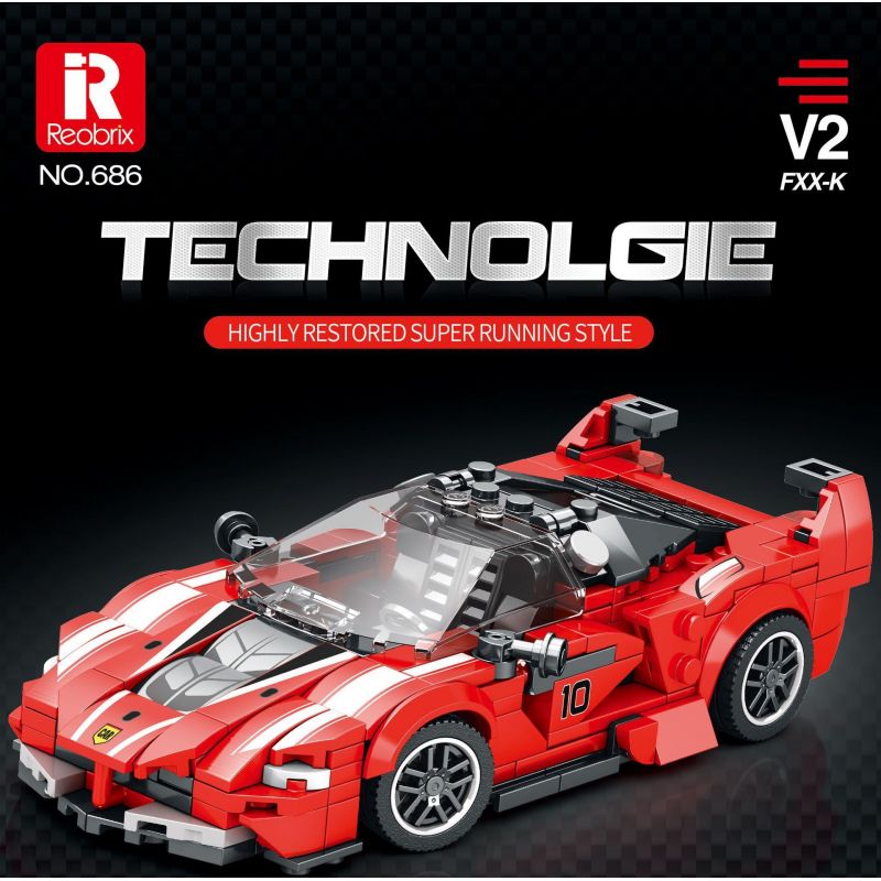 REOBRIX 686 non  FERRARI FXX-K V2 bộ đồ chơi xếp lắp ráp ghép mô hình  Kỹ Thuật Công Nghệ Cao Mô Hình Phương Tiện 392 khối