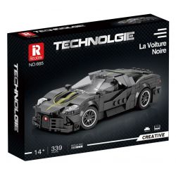 REOBRIX 685 non  BUGATTI CHIẾC XE MÀU ĐEN bộ đồ chơi xếp lắp ráp ghép mô hình Speed Champions Racing Cars BUGATTI LA VOITURE NOIRE Đua Xe Công Thức 339 khối