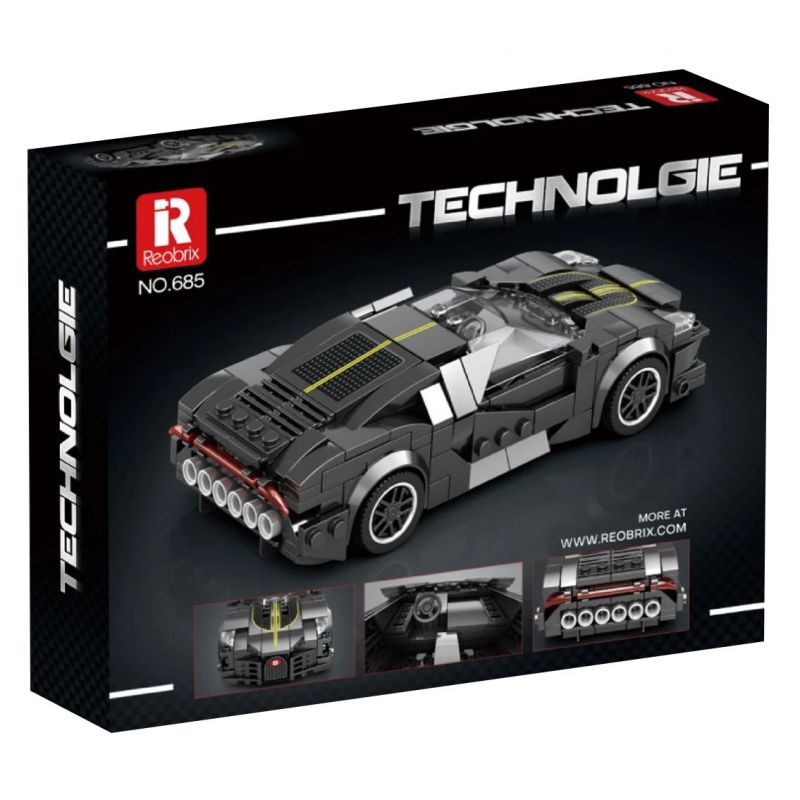 REOBRIX 685 non  BUGATTI CHIẾC XE MÀU ĐEN bộ đồ chơi xếp lắp ráp ghép mô hình Speed Champions Racing Cars BUGATTI LA VOITURE NOIRE Đua Xe Công Thức 339 khối