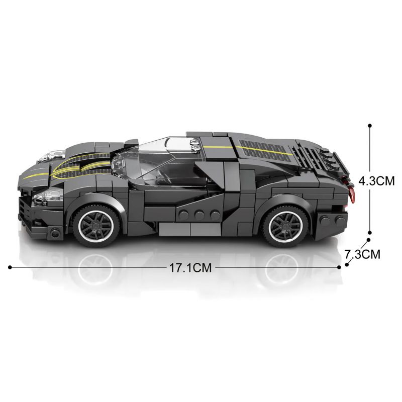 REOBRIX 685 non  BUGATTI CHIẾC XE MÀU ĐEN bộ đồ chơi xếp lắp ráp ghép mô hình Speed Champions Racing Cars BUGATTI LA VOITURE NOIRE Đua Xe Công Thức 339 khối
