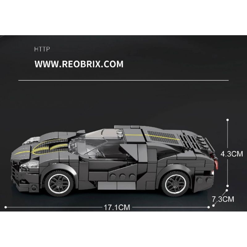 REOBRIX 685 non  BUGATTI CHIẾC XE MÀU ĐEN bộ đồ chơi xếp lắp ráp ghép mô hình Speed Champions Racing Cars BUGATTI LA VOITURE NOIRE Đua Xe Công Thức 339 khối
