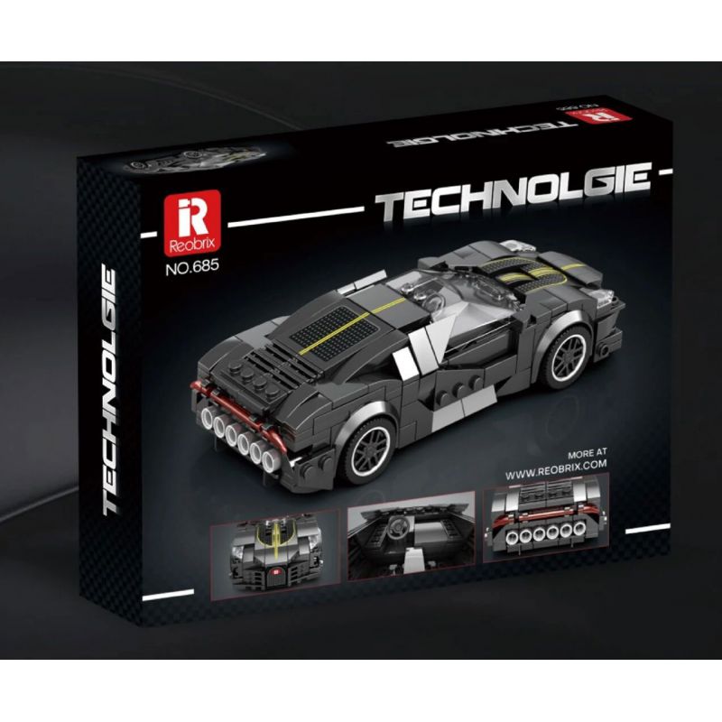 REOBRIX 685 non  BUGATTI CHIẾC XE MÀU ĐEN bộ đồ chơi xếp lắp ráp ghép mô hình Speed Champions Racing Cars BUGATTI LA VOITURE NOIRE Đua Xe Công Thức 339 khối