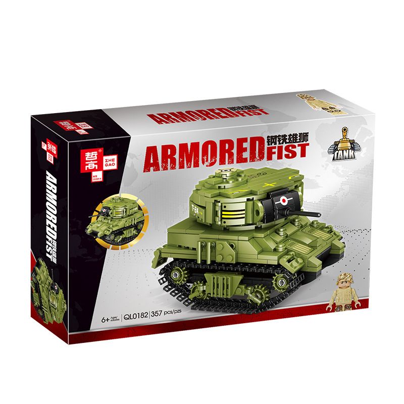 ZHEGAO QL0182 0182 non  XE TĂNG XÍCH HỔ bộ đồ chơi xếp lắp ráp ghép mô hình Military Army ARMORED FIST Quân Sự Bộ Đội 357 khối