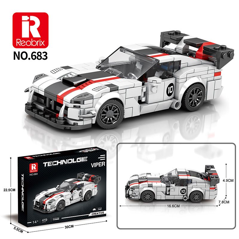 REOBRIX 683 non  DODGE VIPER bộ đồ chơi xếp lắp ráp ghép mô hình Speed Champions Racing Cars Đua Xe Công Thức 419 khối