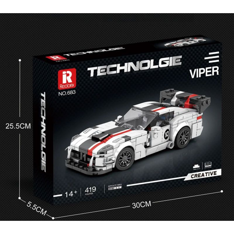 REOBRIX 683 non  DODGE VIPER bộ đồ chơi xếp lắp ráp ghép mô hình Speed Champions Racing Cars Đua Xe Công Thức 419 khối