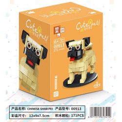 ZHEGAO 00913 non  SHAR PEI TRUNG QUỐC bộ đồ chơi xếp lắp ráp ghép mô hình CUTE PET CHINESE SHAR PEI 171 khối
