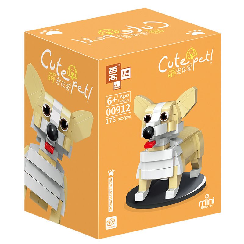 ZHEGAO 00912 non Lego CHÓ CORGI XỨ WALES bộ đồ chơi xếp lắp ráp ghép mô hình CUTE PET WELSH CORGI PEMBROKE 176 khối