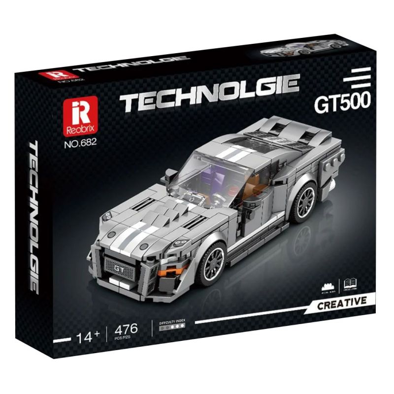 REOBRIX 682 non  MUSTANG RẮN HỔ MANG GT500 bộ đồ chơi xếp lắp ráp ghép mô hình Speed Champions Racing Cars SHELBY GT500 Đua Xe Công Thức 476 khối