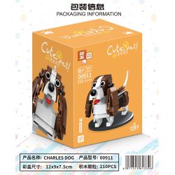 ZHEGAO 00911 non  CHÓ SĂN bộ đồ chơi xếp lắp ráp ghép mô hình CUTE PET CHARLES DOG 210 khối