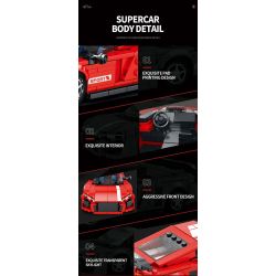 REOBRIX 681 non  AUDI R8 bộ đồ chơi xếp lắp ráp ghép mô hình Speed Champions Racing Cars Đua Xe Công Thức 413 khối