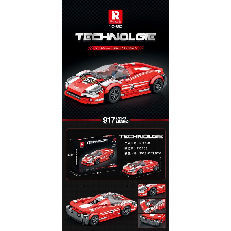 REOBRIX 680 non  PORSCHE 917 bộ đồ chơi xếp lắp ráp ghép mô hình Speed Champions Racing Cars Đua Xe Công Thức 355 khối